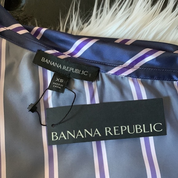 BANANA Republic Long-sleeve One Shoulder Striped Blouse - Purple/Navy Combo - Picture 8 of 13